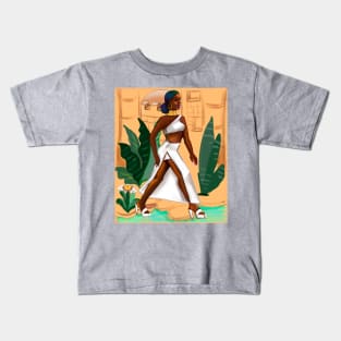 Black is beautiful Afro queen Striding- Mahagony brown skin girl. The best Gifts for black women 2022 Kids T-Shirt